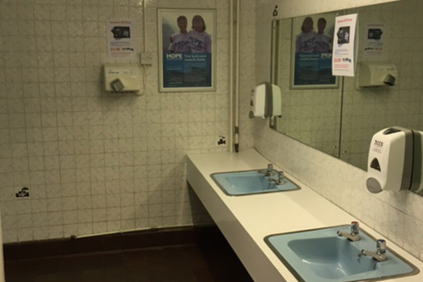 Outdated WC facilities before refurbishment